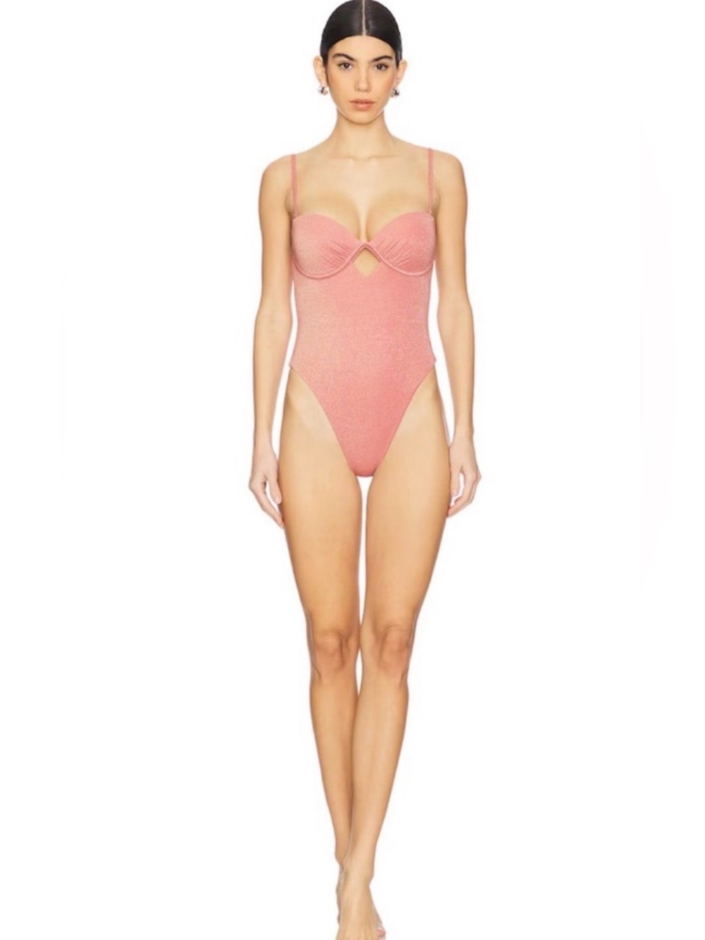 Vitamin A Mabel Underwire Bandeau One Piece in Pink Metallic Colour